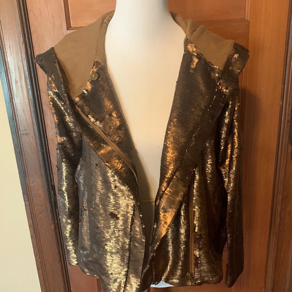 Free People NWOT sequin hooded jacket size XS